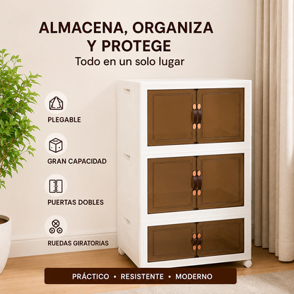 Armario Organizador de 3 Niveles con Ruedas