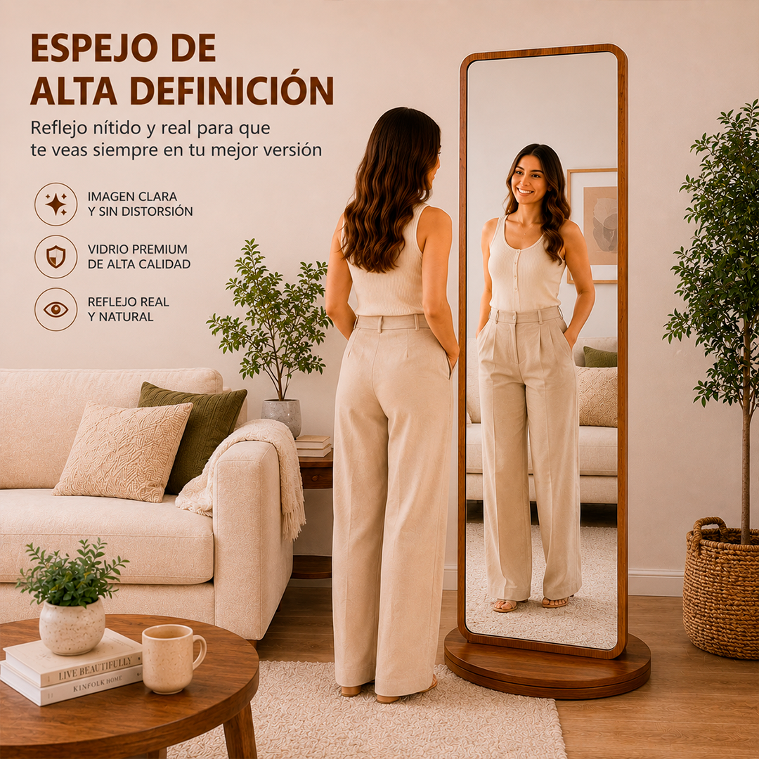 Espejo Giratorio 2 en 1 con Estantería